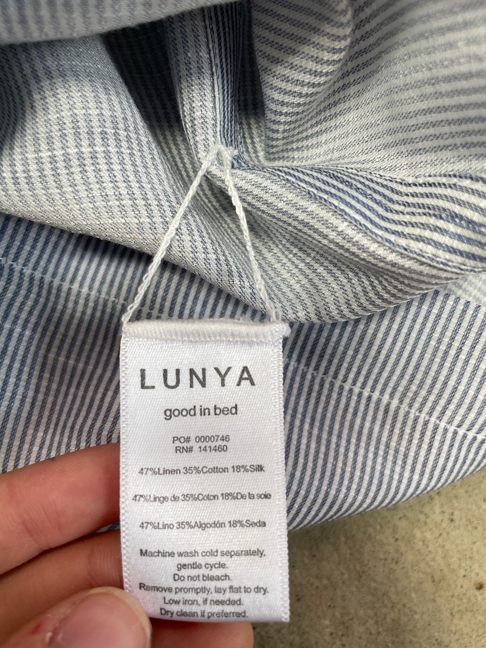 LUNYA Lounge Shorts Light Blue Seersucker Elastic Waist Linen Cotton Silk XS - Picture 8 of 9